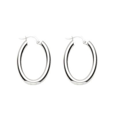 Silver Oval Hoop Earrings, Diameter 20 mm or 25 mm - Emanessence