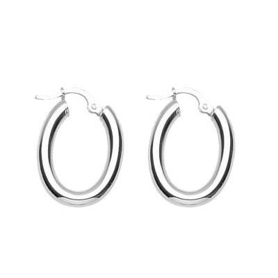 Silver Oval Hoop Earrings, Diameter 20 mm or 25 mm - Emanessence