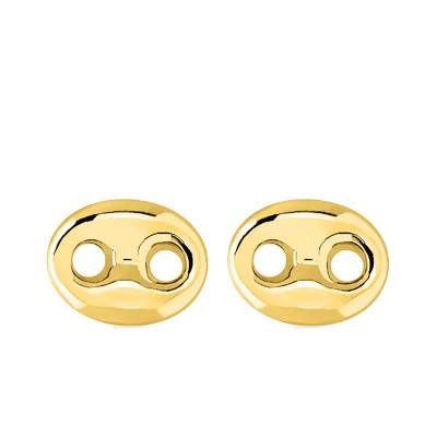750/1000 Yellow Gold Sparkling Coffee Bean Stud Earrings - Emanessence