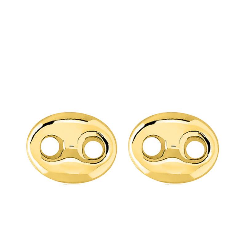 750/1000 Yellow Gold Sparkling Coffee Bean Stud Earrings - Emanessence