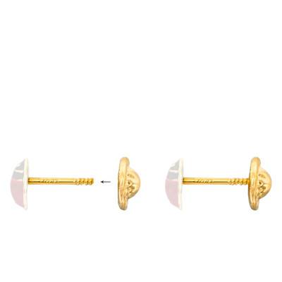 Yellow Gold White Dog Stud Earrings - Emanessence