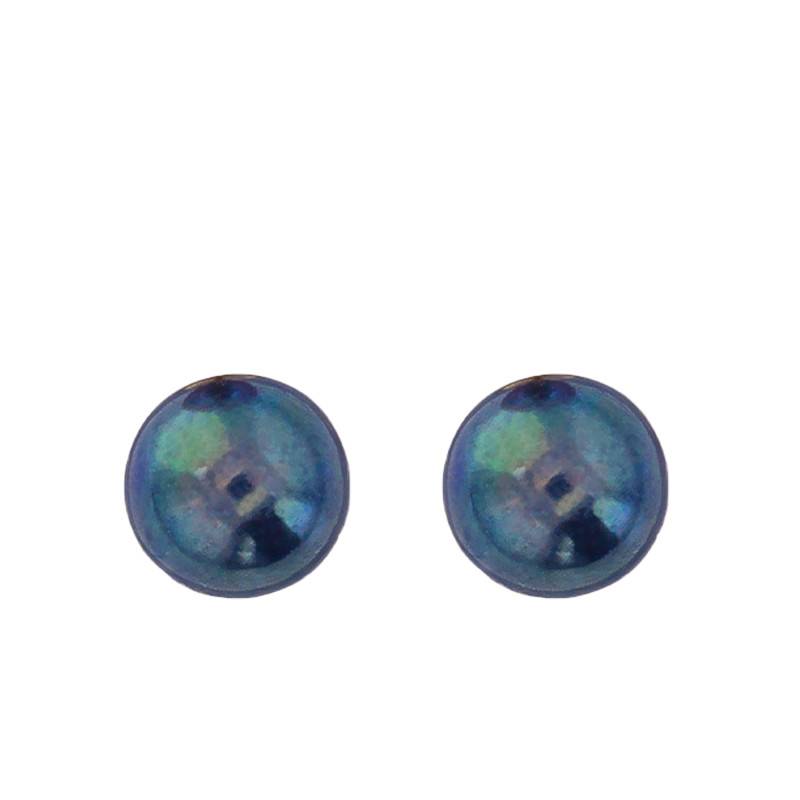750/1000 Yellow Gold & Black Cultured Pearl Stud Earrings - Emanessence