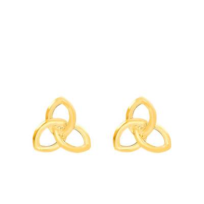 750/1000 Yellow Gold Triquetra Stud Earrings - Emanessence