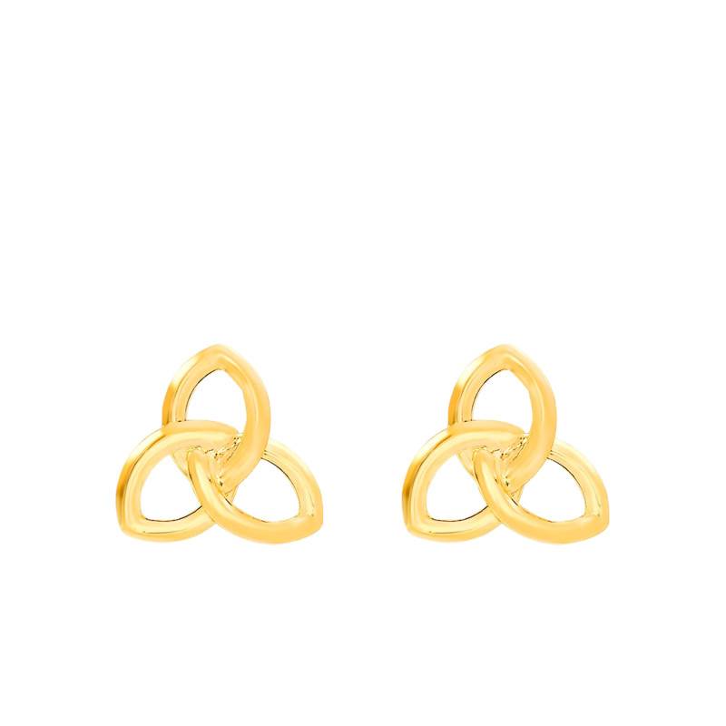 750/1000 Yellow Gold Triquetra Stud Earrings - Emanessence