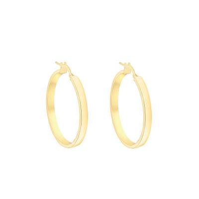 375 Yellow Gold Rectangular Wire Hoop Earrings, 35 mm Diameter - Emanessence