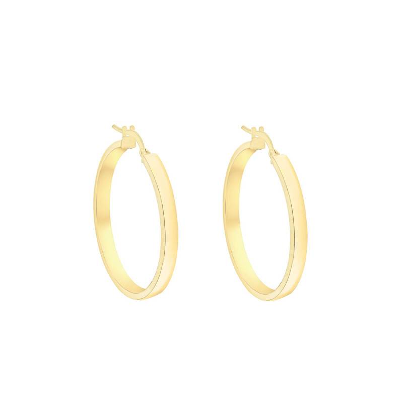 375 Yellow Gold Rectangular Wire Hoop Earrings, 35 mm Diameter - Emanessence