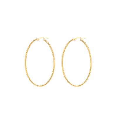 375 Yellow Gold Fine Oval Hoop Earrings - Emanessence