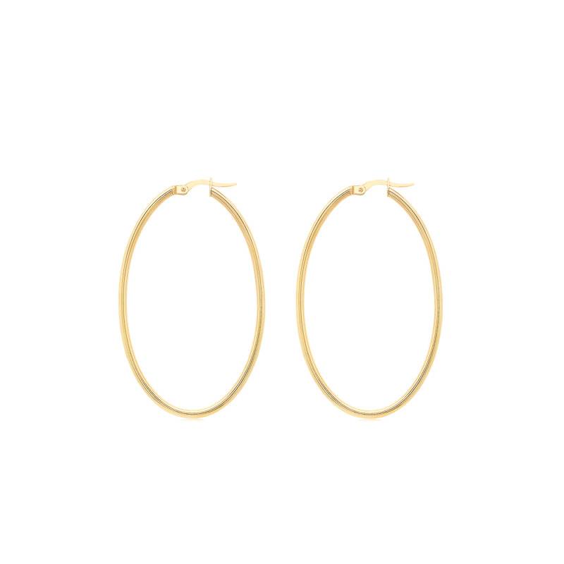 375 Yellow Gold Fine Oval Hoop Earrings - Emanessence