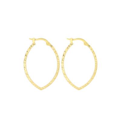 375 Yellow Gold Faceted Marquise Hoop Earrings - Emanessence