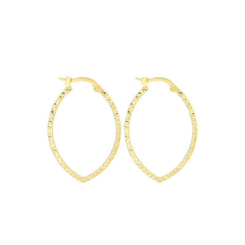 375 Yellow Gold Faceted Marquise Hoop Earrings - Emanessence