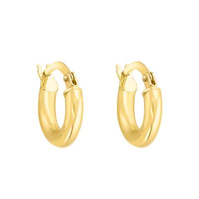 750 Yellow Gold Hoop Earrings, 6 mm Diameter - Emanessence
