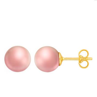 Puces perles de culture roses et Or Jaune 750 - Emanessence