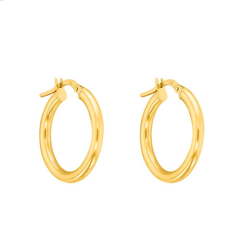750 Yellow Gold Hoop Earrings, 10 mm Diameter - Emanessence