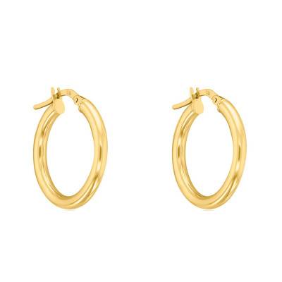Boucles d'oreilles Créoles, Or Jaune 750, Diamètre 15 mm - Emanessence