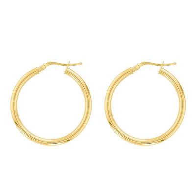 750/1000 Yellow Gold Hoop Earrings, Diameter 20 mm - Emanessence