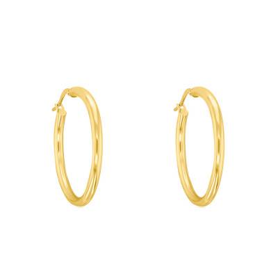 Boucles d'oreilles Créoles, Or Jaune 750, Diamètre 35 mm - Emanessence