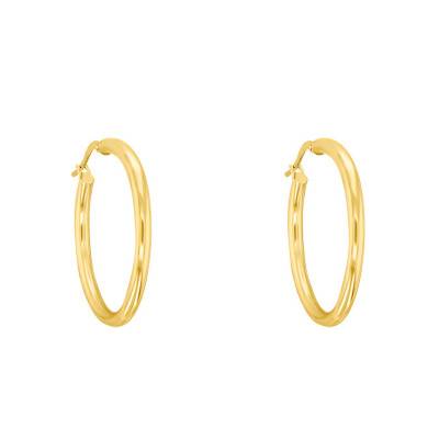 Boucles d'oreilles Créoles, Or Jaune 750, Diamètre 25 mm - Emanessence