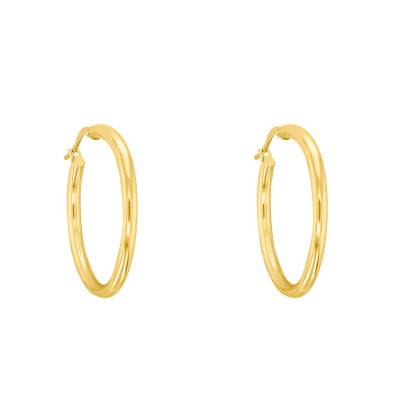 Boucles d'oreilles Créoles, Or Jaune 750, Diamètre 30 mm - Emanessence