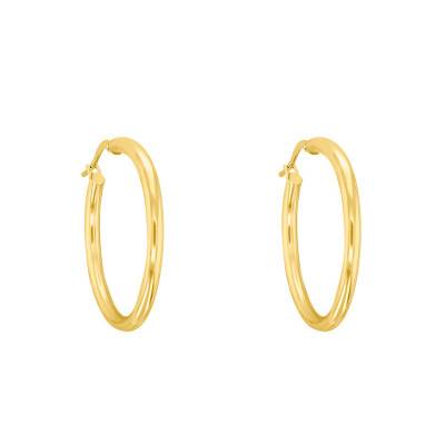 Boucles d'oreilles Créoles, Or Jaune 750, Diamètre 45 mm - Emanessence
