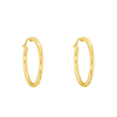 750/1000 Yellow Gold Hoop Earrings, 50 mm Diameter - Emanessence