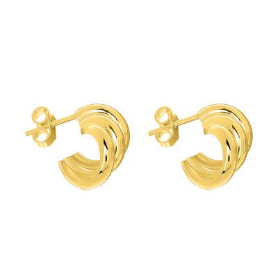 Créoles triples anneaux plaqué or, Diamètre 10 mm - Emanessence