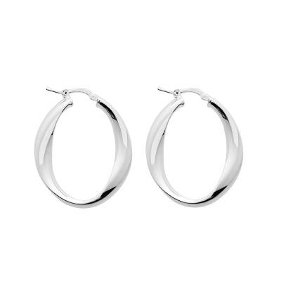 Boucles d'Oreilles Créoles Brillantes Argent, Diamètre 25 mm - Emanessence