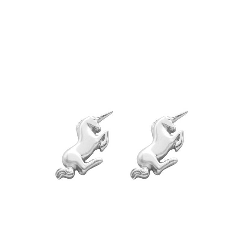 Silver Unicorn Stud Earrings - Emanessence