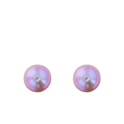 750/1000 Yellow Gold & Mauve Cultured Pearl Stud Earrings - Emanessence