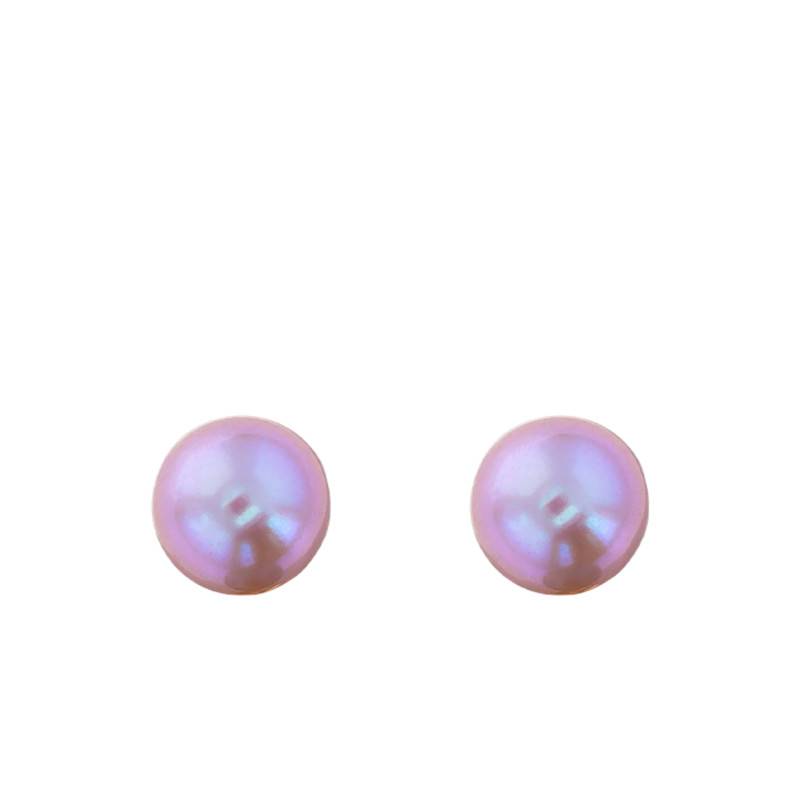 750/1000 Yellow Gold & Mauve Cultured Pearl Stud Earrings - Emanessence