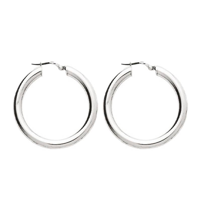 925/1000 Rhodium-Plated Silver Hoop Earrings, 25 mm Diameter - Emanessence