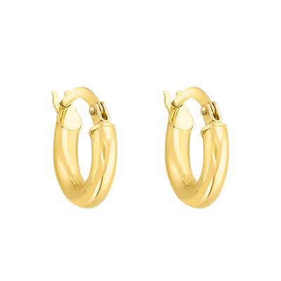 750 Yellow Gold Round Wire Hoop Earrings, Diameter 6 mm - Emanessence