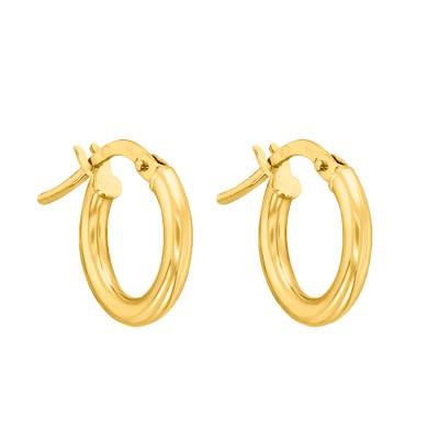 750 Yellow Gold Round Wire Hoop Earrings, Diameter 8 mm - Emanessence