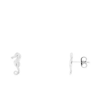 Silver Seahorse Stud Earrings - Emanessence