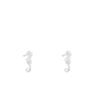 Silver Seahorse Stud Earrings - Emanessence