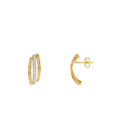 Boucles d'Oreilles en Or Jaune 375, Zircons - Emanessence
