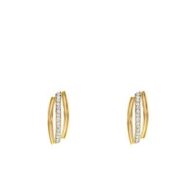 Yellow 375/1000 Gold & Cubic Zirconia Stud Earrings - Emanessence