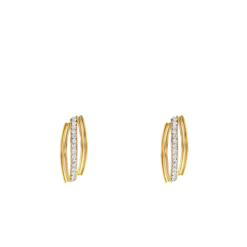 Yellow 375/1000 Gold & Cubic Zirconia Stud Earrings - Emanessence