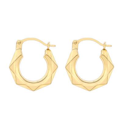 Emanessence Ondine 375/1000 Yellow Gold Hoop Earrings, Diameter 15 mm - Emanessence