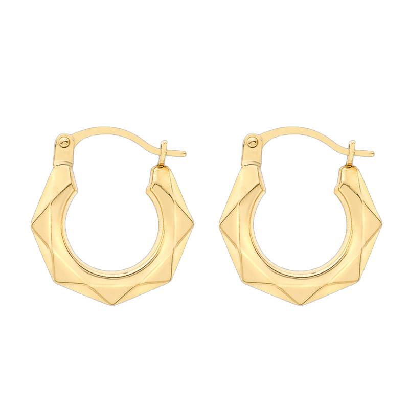 Emanessence Ondine 375/1000 Yellow Gold Hoop Earrings, Diameter 15 mm - Emanessence
