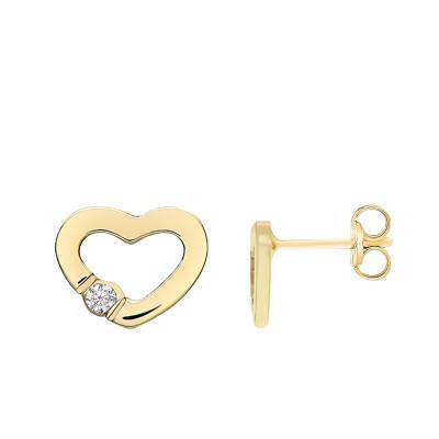 375/1000 Yellow Gold Open Heart Earrings Emanessence - Emanessence