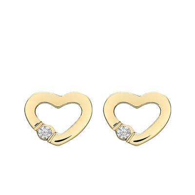 375/1000 Yellow Gold Open Heart Earrings Emanessence - Emanessence