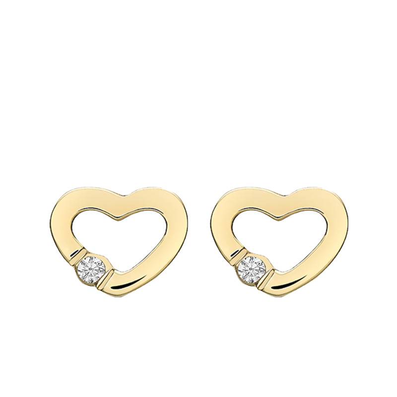 375/1000 Yellow Gold Open Heart Earrings Emanessence - Emanessence