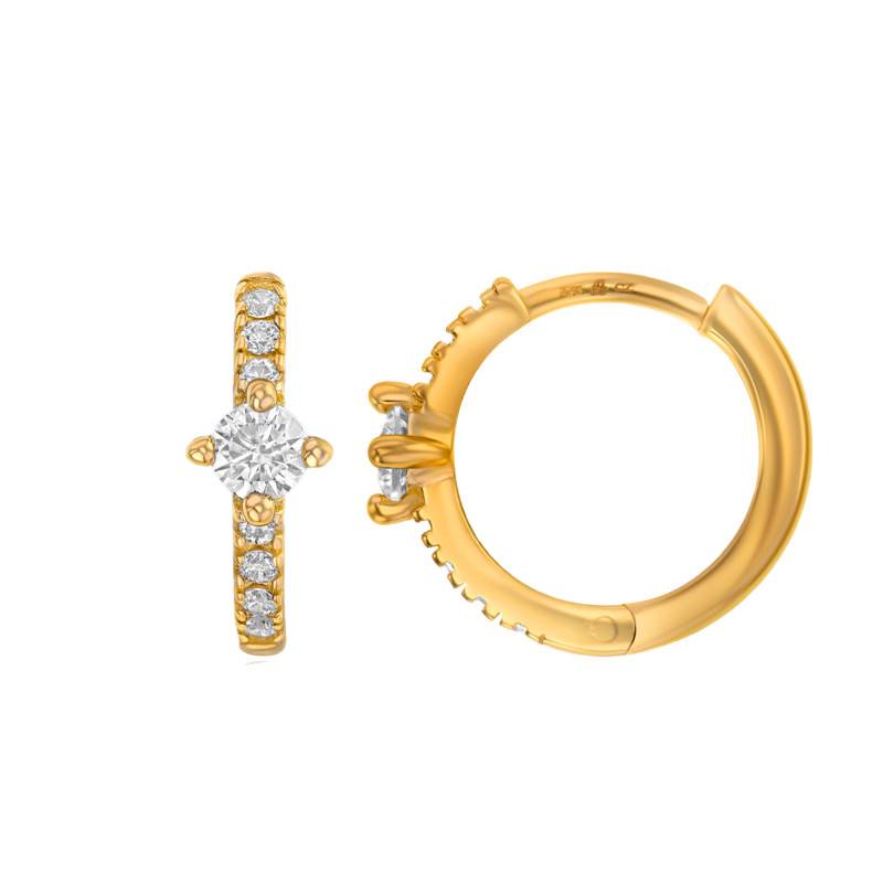 Yellow 375/1000 Gold Hoop Earrings, 13 mm Diameter - Emanessence