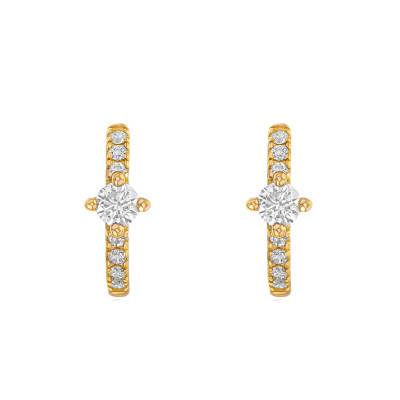 Yellow 375/1000 Gold Hoop Earrings, 13 mm Diameter - Emanessence