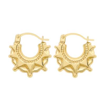 Corona 375 Yellow Gold Hoop Earrings - Emanessence