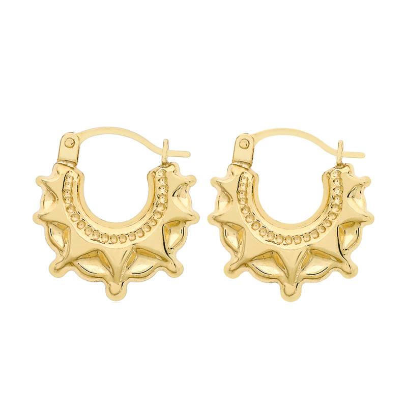 Corona 375 Yellow Gold Hoop Earrings - Emanessence