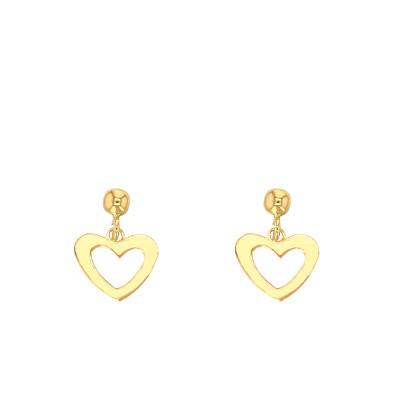 Boucles d'Oreilles Coeur Ajouré Or Jaune 750 - Emanessence