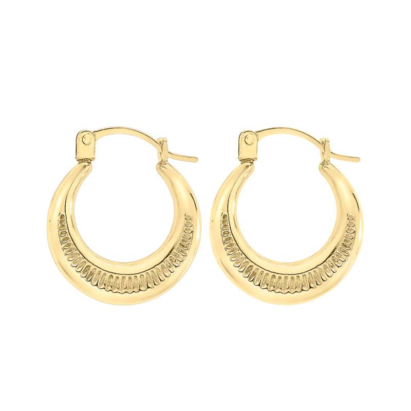 375/1000 Yellow Gold Luna Hoop Earrings - Emanessence