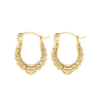 375/1000 Yellow Gold Twisted Hoop Earrings - Emanessence