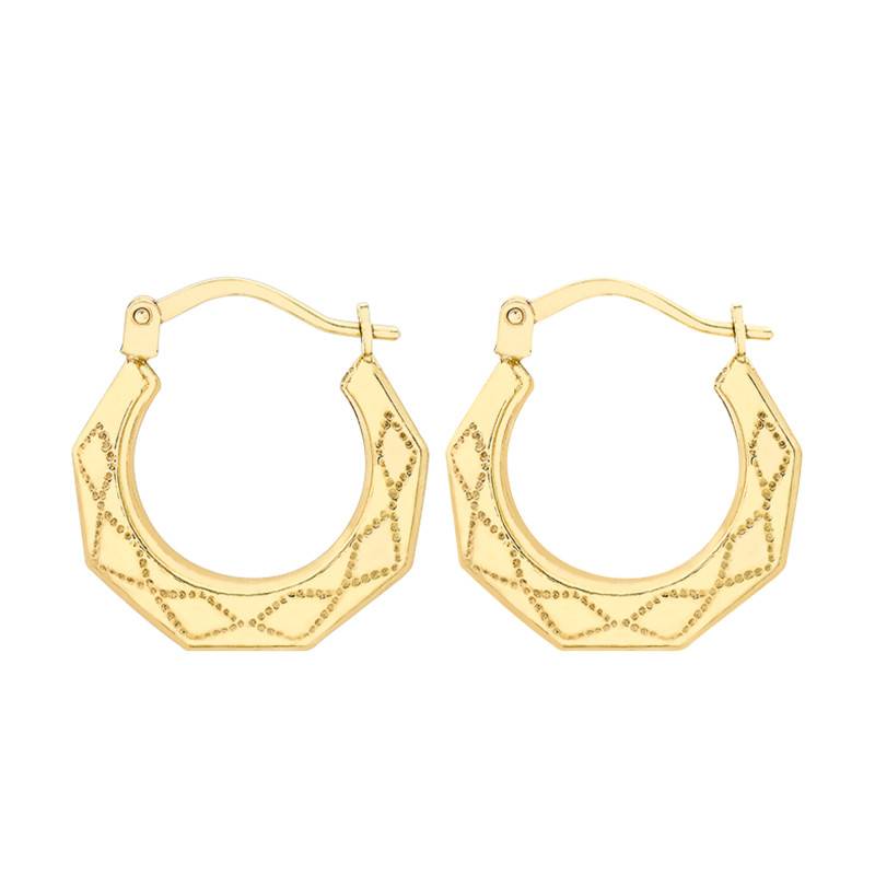 375 Yellow Gold Geometric Hoop Earrings - Emanessence